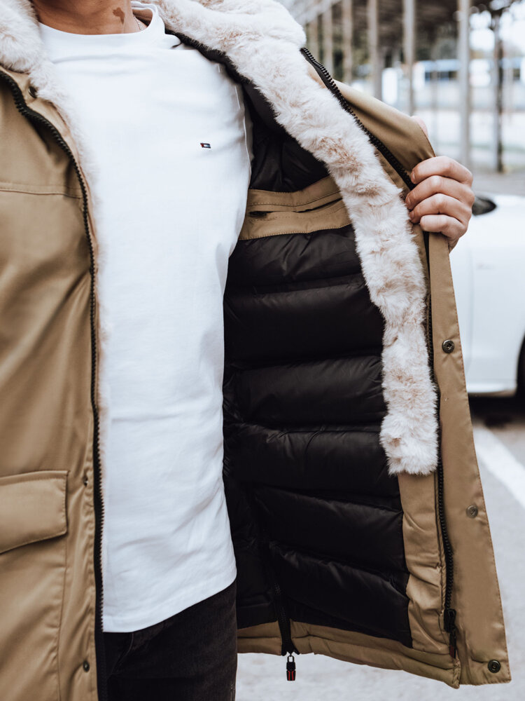 Kurtka zimowa męska ciemnobeżowa Dstreet