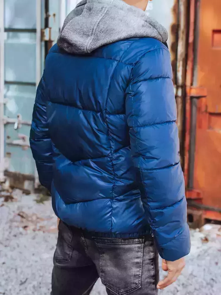 Kurtka męska pikowana zimowa niebieska Dstreet