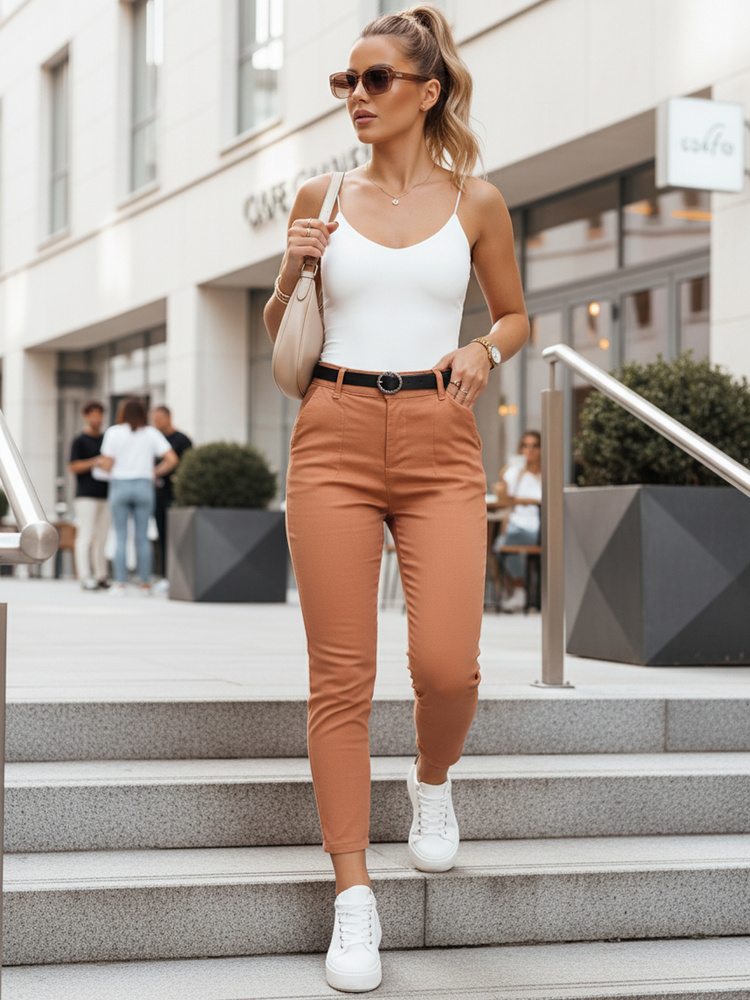Dámske slim fit nohavice TAIRONIK s opaskom