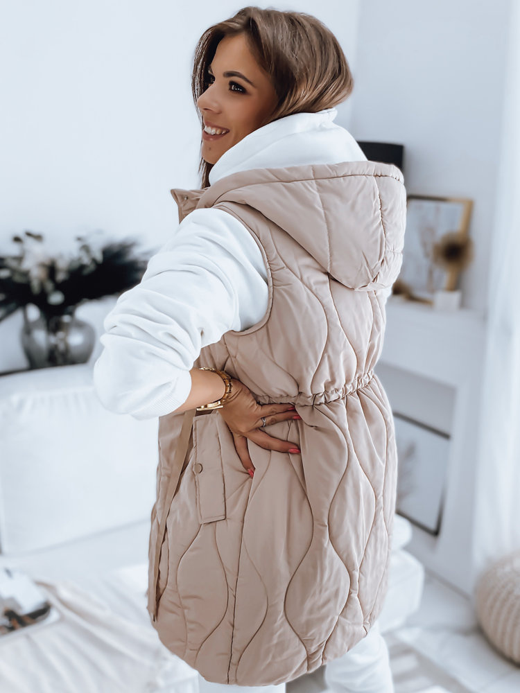 Kamizelka damska pikowana WELIA beżowa Dstreet