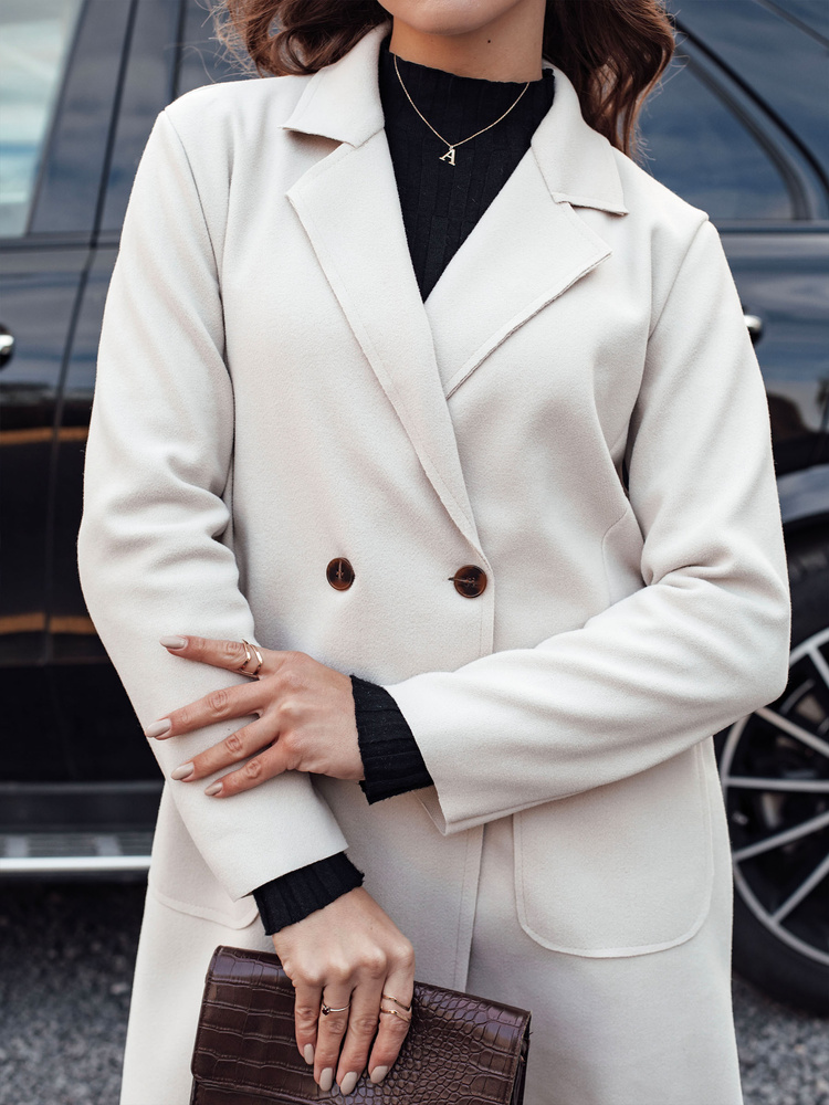 Palton lung bej pentru femei LINNORE