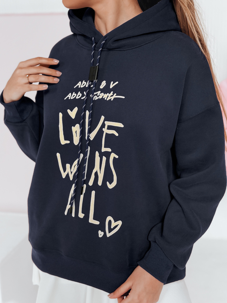 Bluza damska oversize z kapturem LOVEWILL granatowa Dstreet