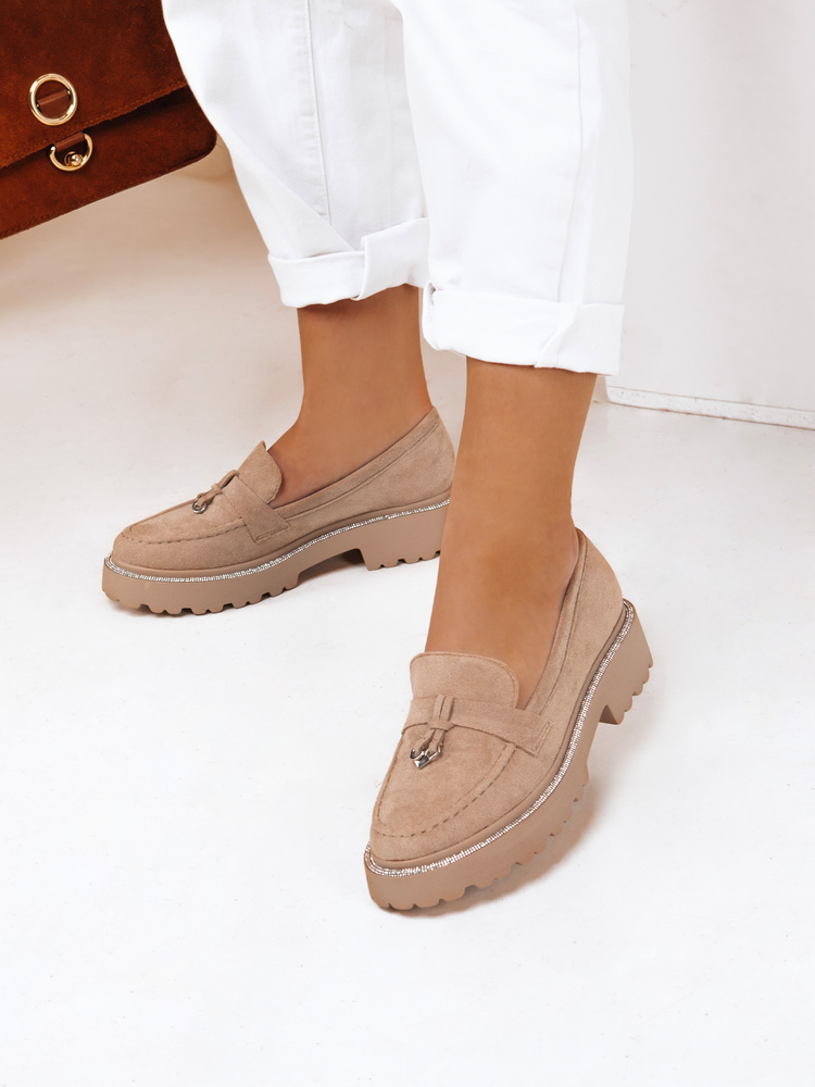 Mokasyny damskie LOAFELIA khaki Dstreet