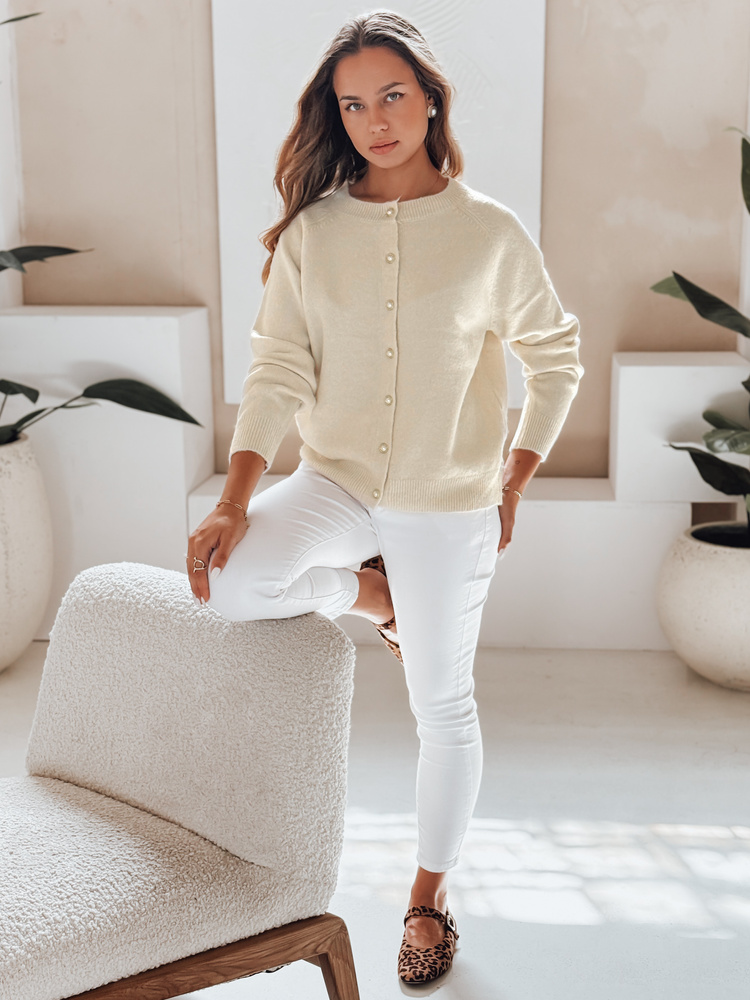 Damski sweter zapinany SELINA ecru Dstreet