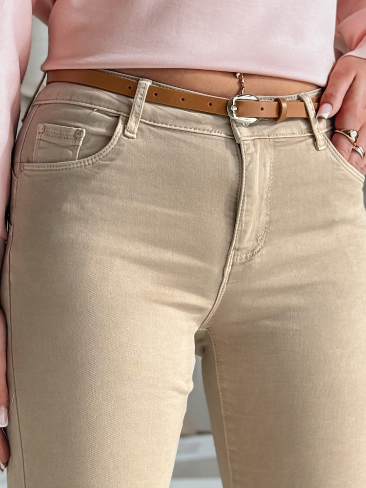 Blugi bej CLARET pentru femei cu curea