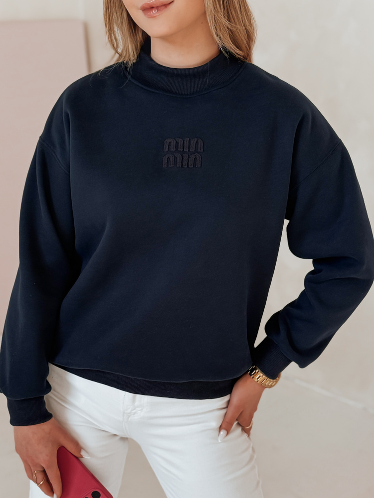 Bluza damska oversize z naszywką LOVASON granatowa Dstreet