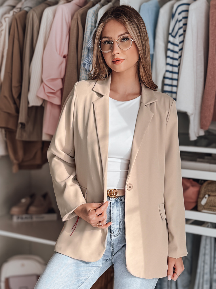 Marynarka damska one size oversize RESIDAL ciemnobeżowa Dstreet