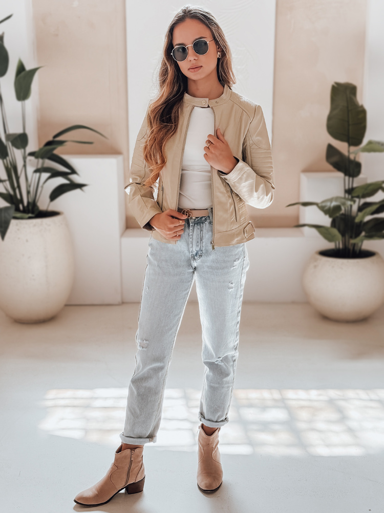 Geacă de piele pentru femei ROCKMISS bej