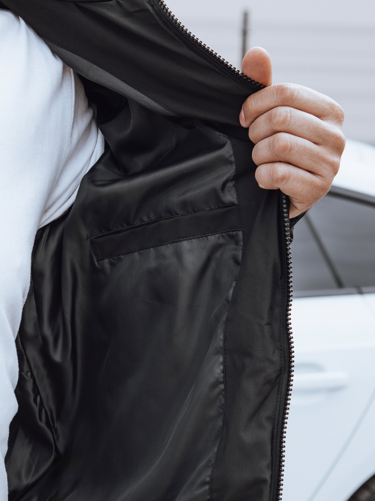 Kurtka męska zimowa pikowana z kapturem czarna Dstreet