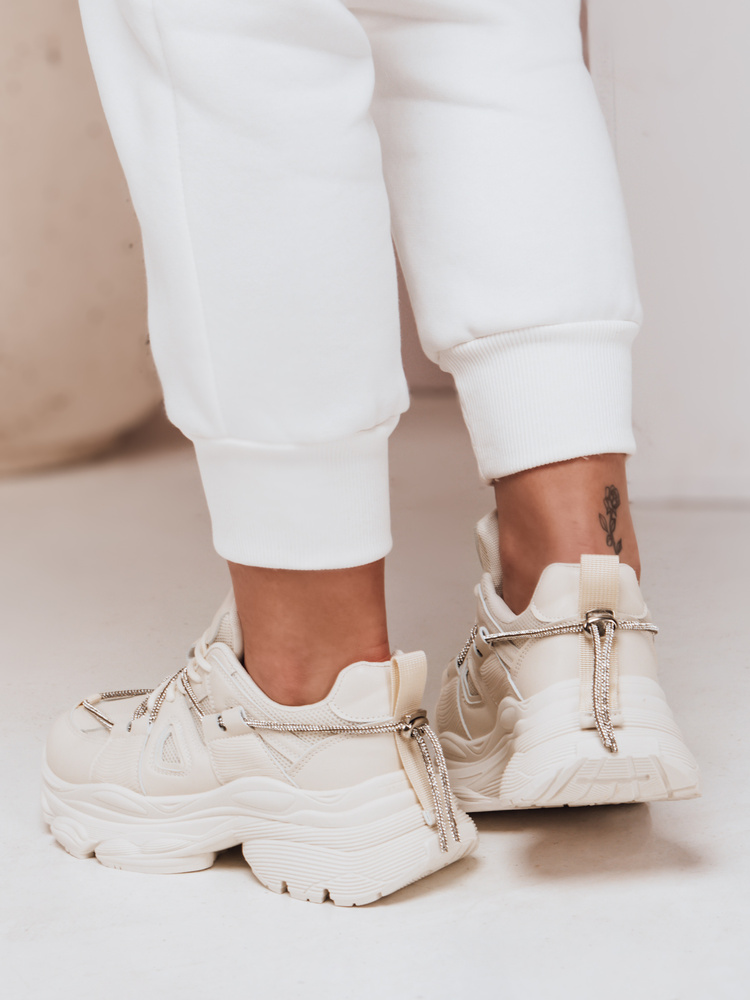 Teniși bej pentru femei cu talpă groasă