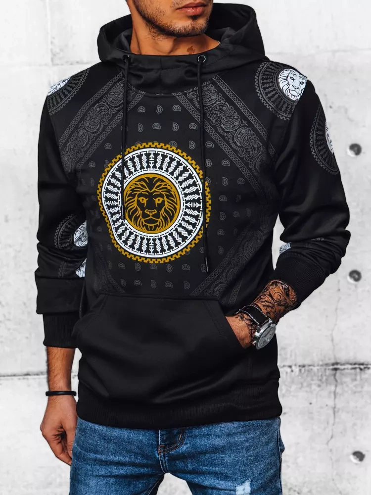 Bluza męska z kapturem i nadrukiem czarna Dstreet