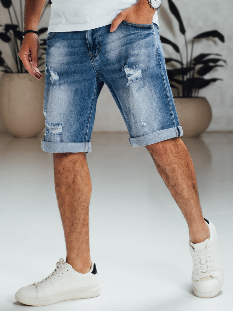Pantaloni scurți din denim uzat pentru bărbați
