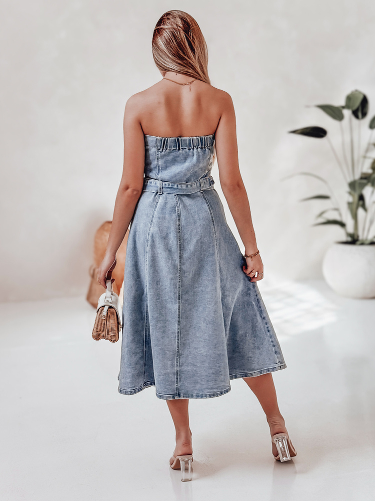 Rochie midi din denim cu curea SUMMER SKY