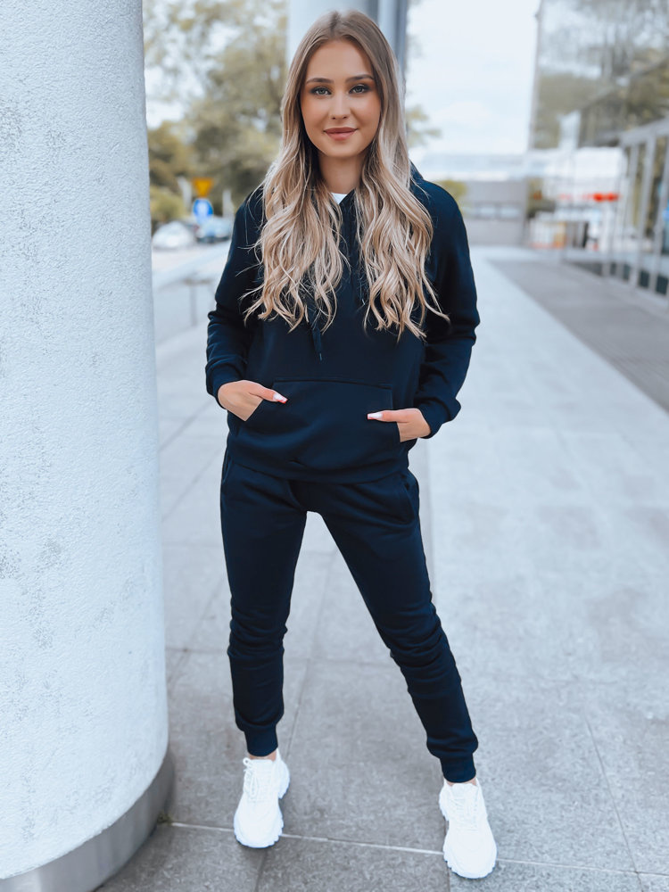 DStreet Bluza damska BASIC z kapturem granatowa