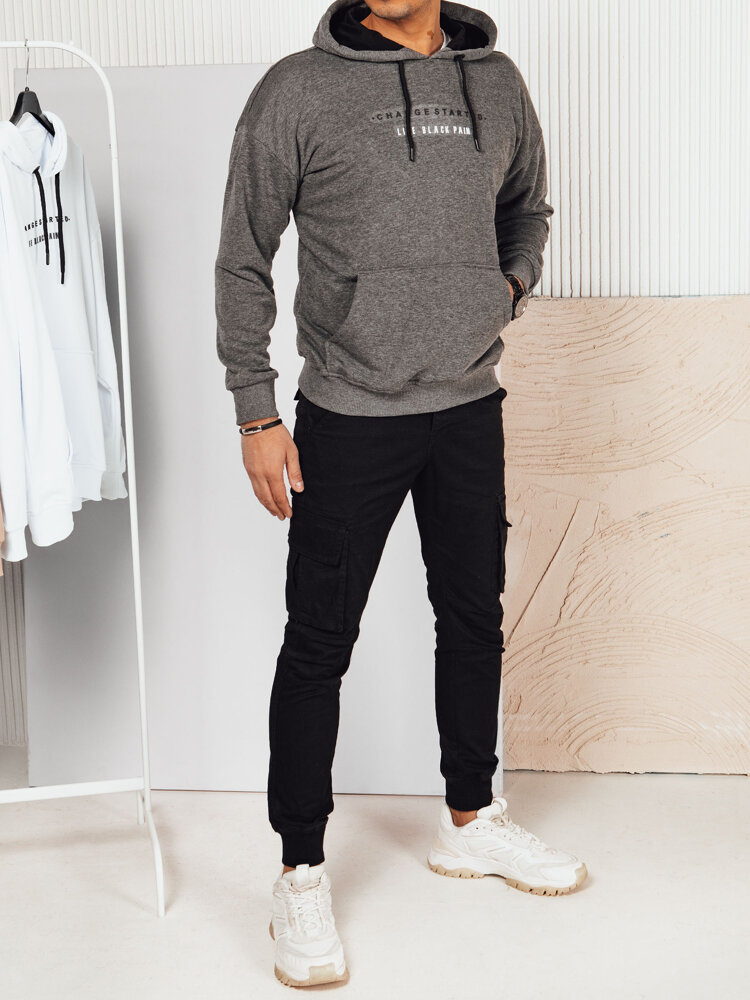 Bluza męska z nadrukiem antracytowa Dstreet