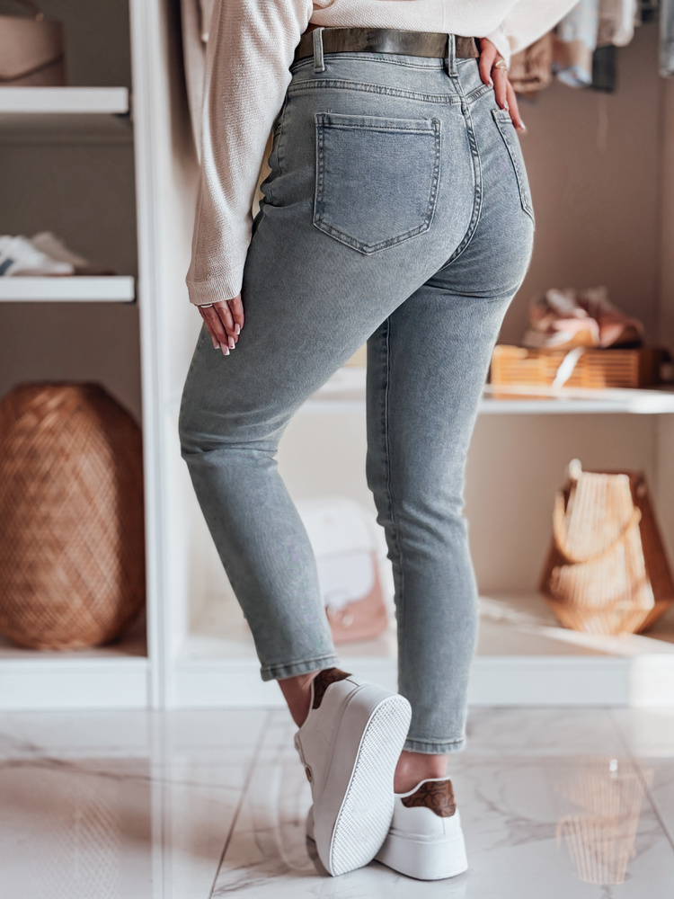 Spodnie damskie jeansowe slim fit z paskiem MIXFELL niebieskie Dstreet