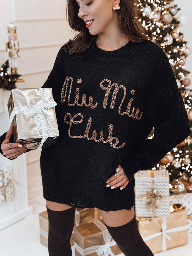 Sweter damski one size MIU MIU z napsiem czarny Dstreet