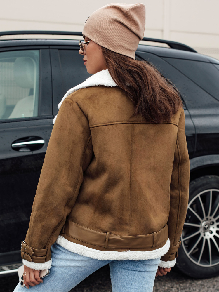 Jachetă de damă din piele întoarsă cu blană LEVERINO