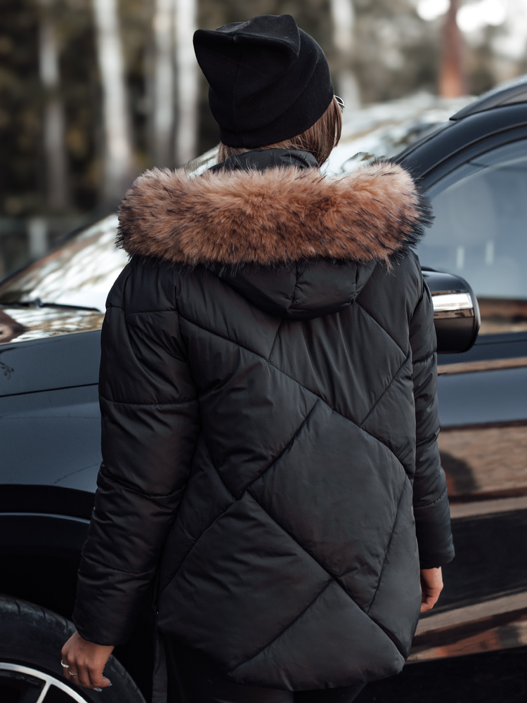 Geacă de iarnă pentru femei LESISI cu glugă, neagră