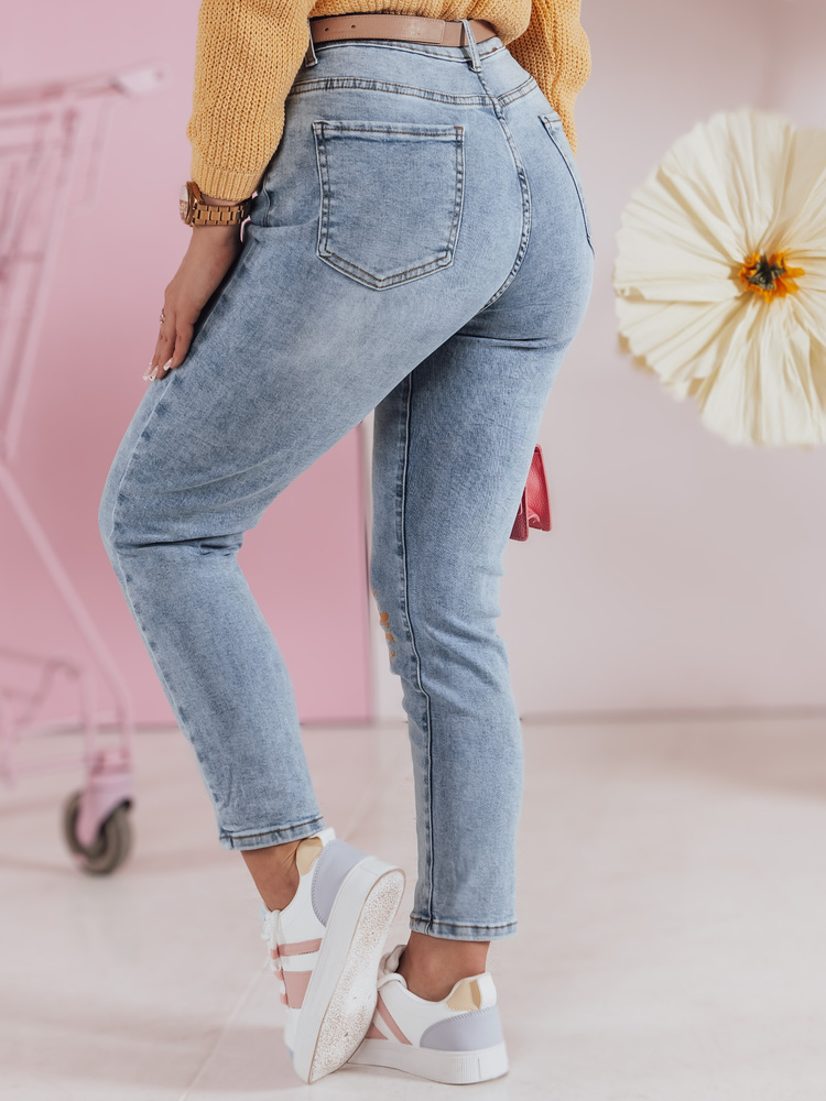Spodnie damskie jeansowe slim fit w kwiatki FLORENSSO niebieskie Dstreet