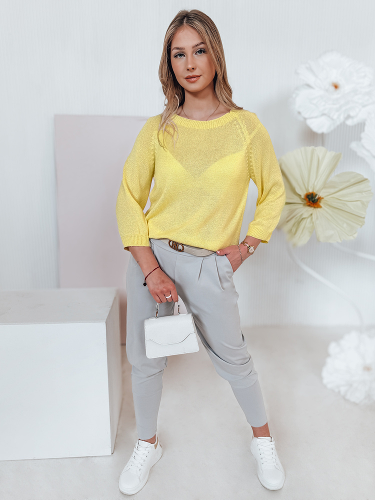 Sweter damski one size oversize SOFTICAN żółty Dstreet
