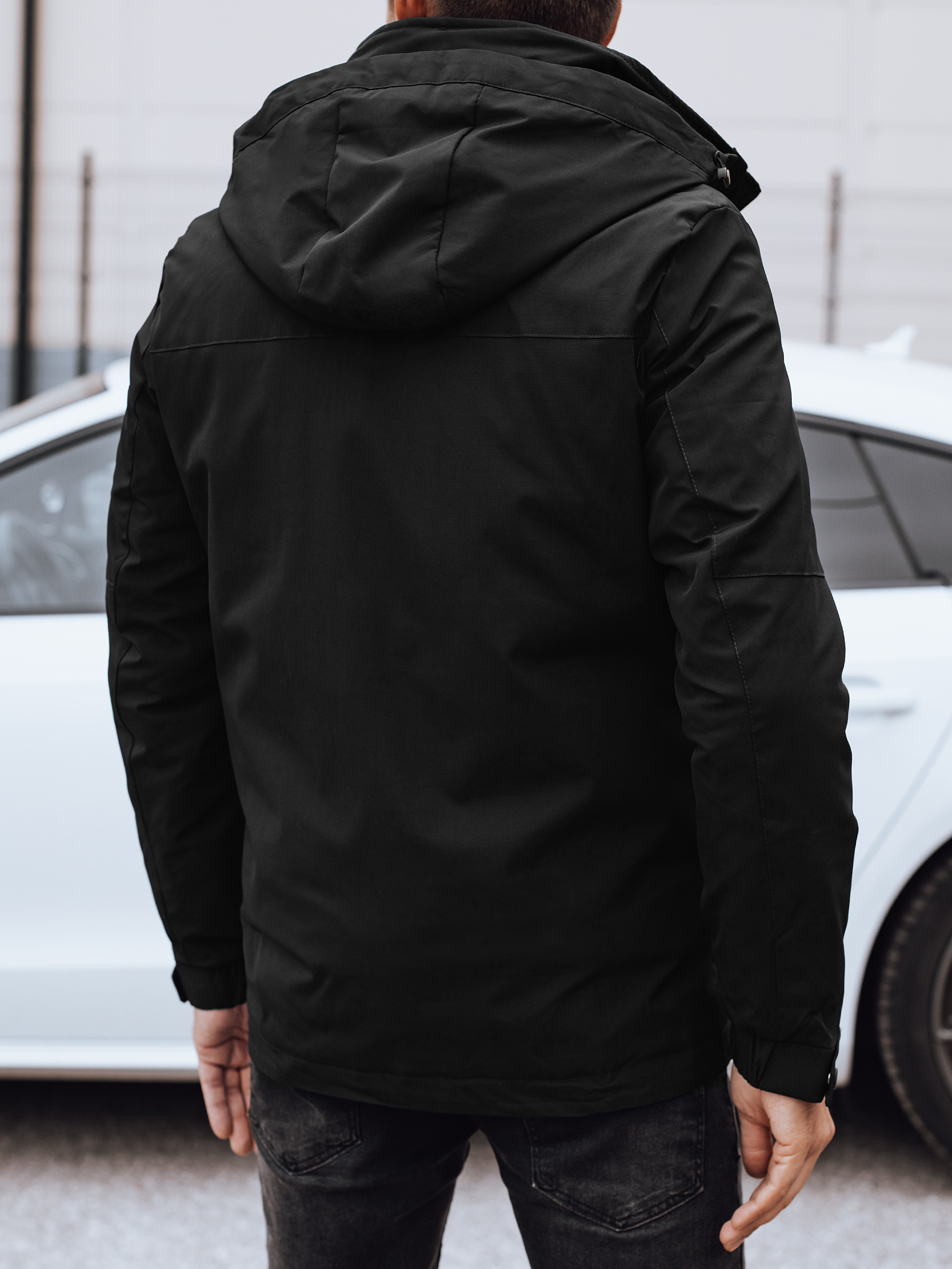 Kurtka męska przejściowa z kapturem czarna Dstreet