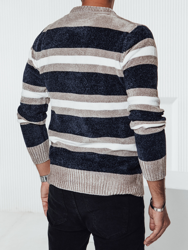 Sweter męski w paski granatowy Dstreet