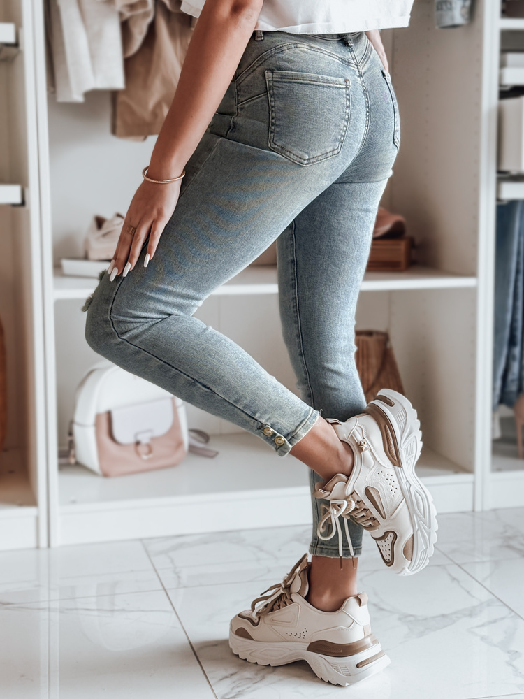 Spodnie damskie jeansowe skinny z paskiem ICONON niebieskie Dstreet