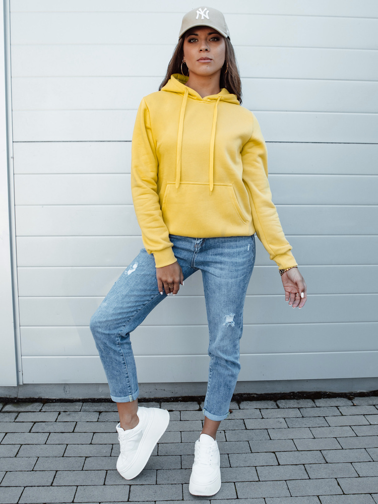 Bluza damska BASIC z kapturem żółta Dstreet