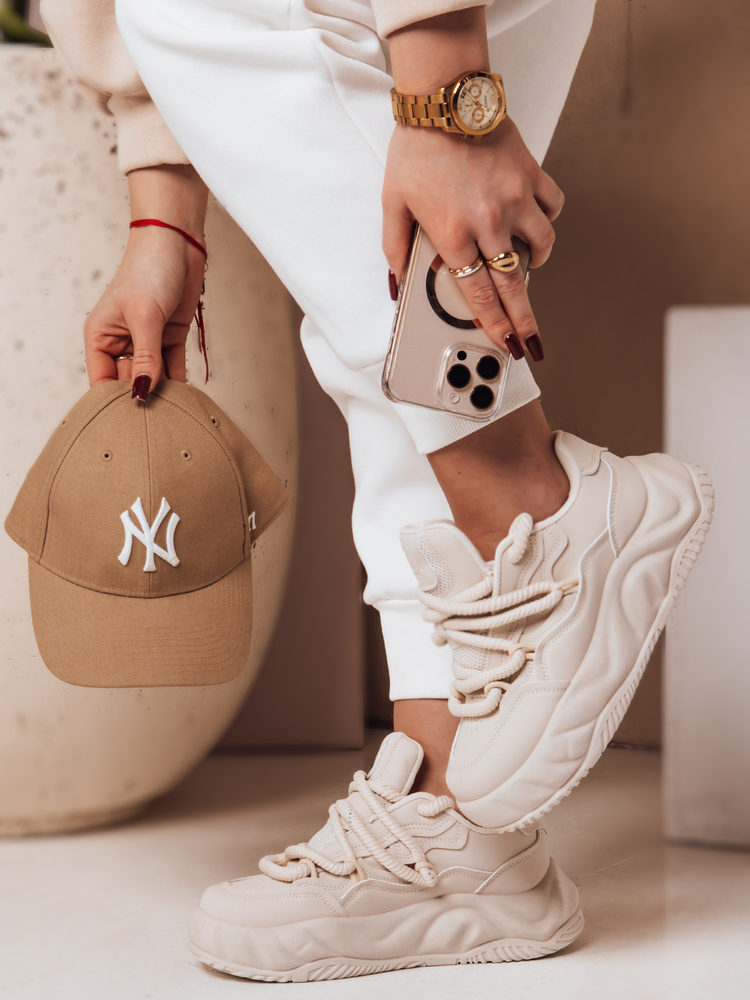 Teniși de damă cu platformă LALANDRA, bej