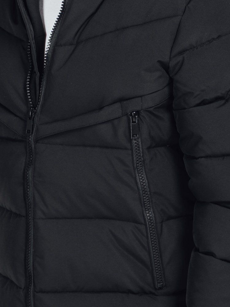 DStreet Kurtka męska zimowa z kapturem czarna pikowana