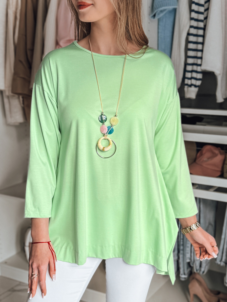Bluzka damska one size oversize z wisiorkiem COMFILA jasnozielona Dstreet