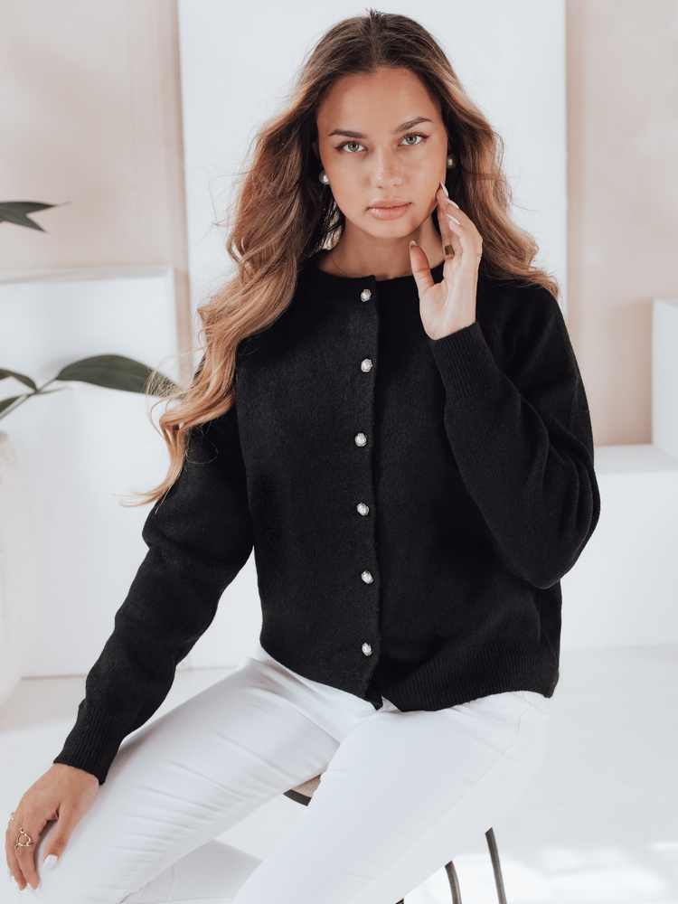 Damski sweter zapinany SELINA czarny Dstreet