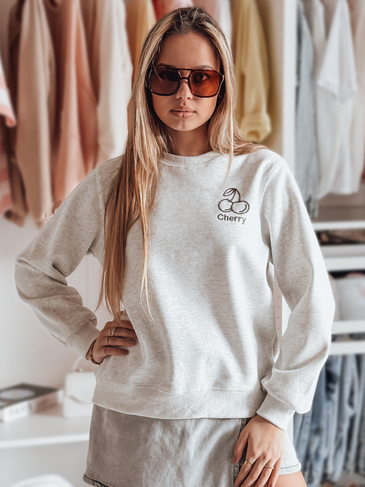 Bluza damska oversize z haftem CHERSOFT szara Dstreet
