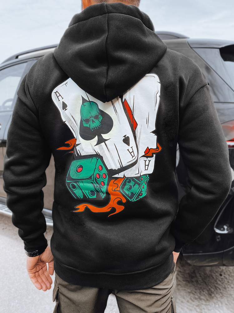 Bluza męska z nadrukiem czarna Dstreet