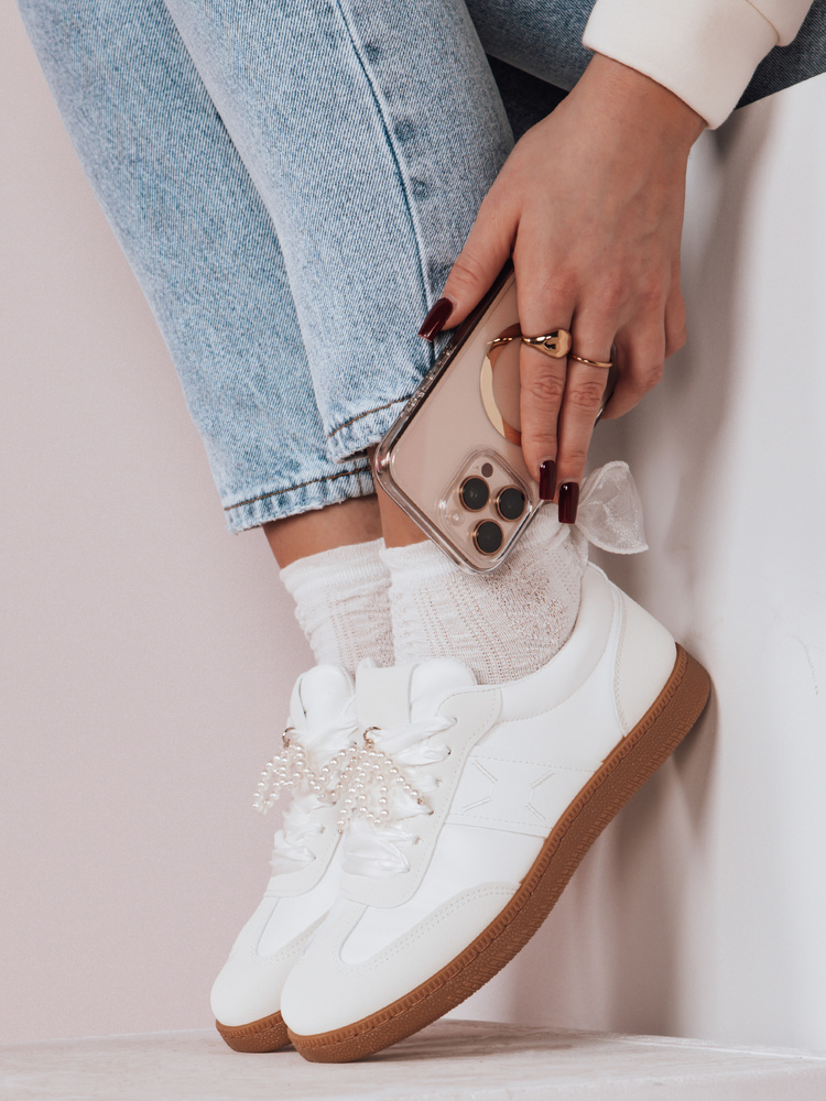 Teniși sport albi pentru femei PEARLSTEP