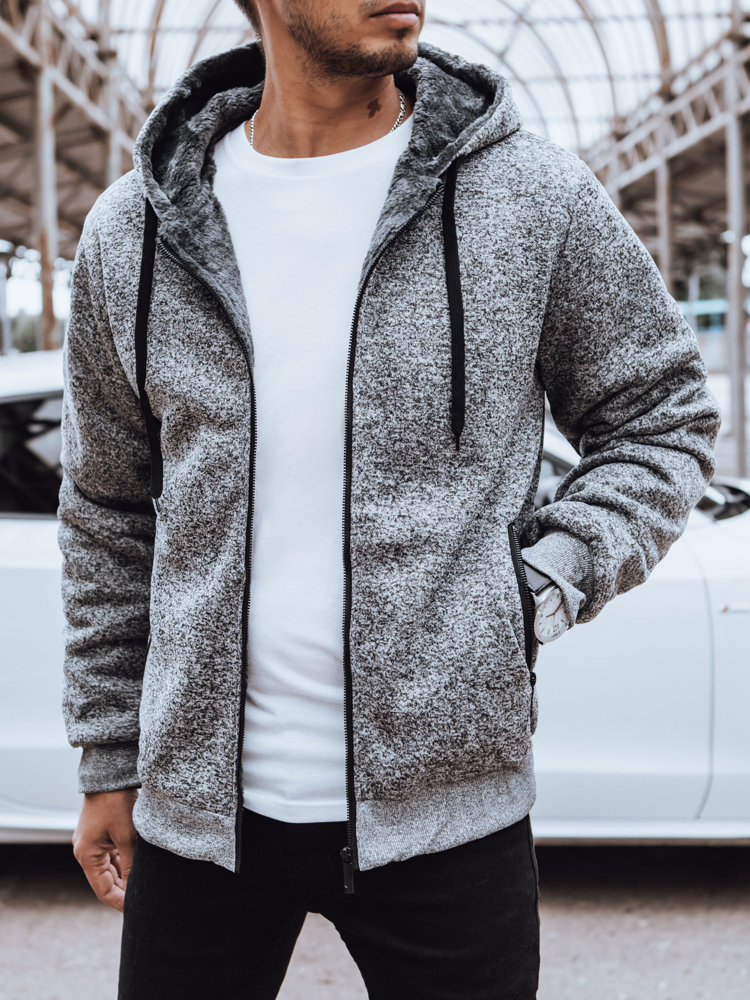 Rozpinana bluza męska ocieplana jasnoszara Dstreet