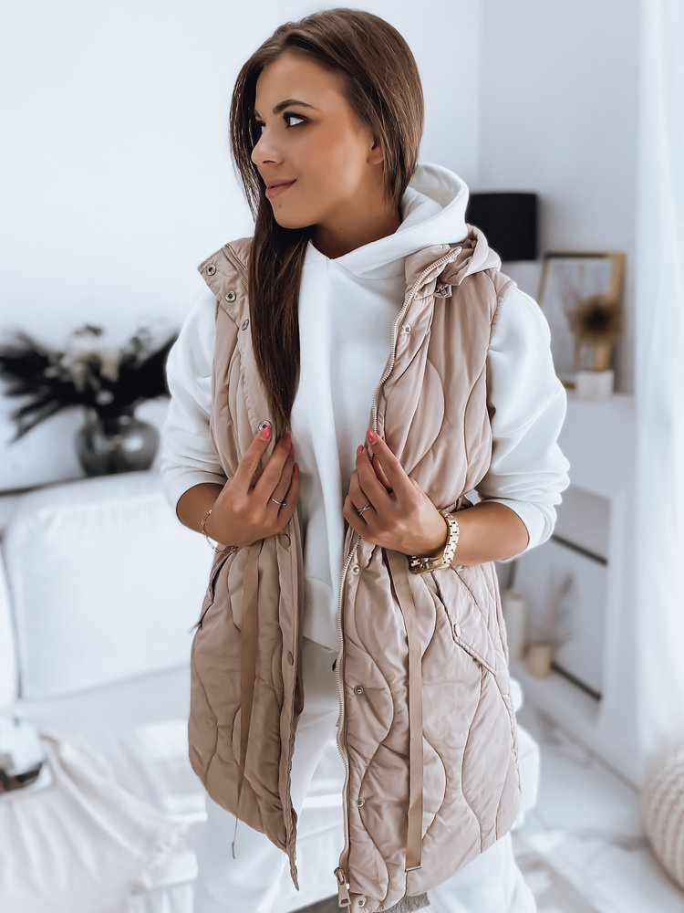 Kamizelka damska pikowana WELIA beżowa Dstreet