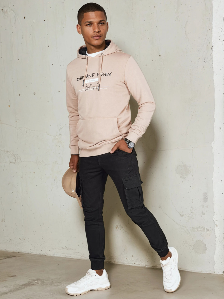 Bluza męska z nadrukiem beżowa Dstreet