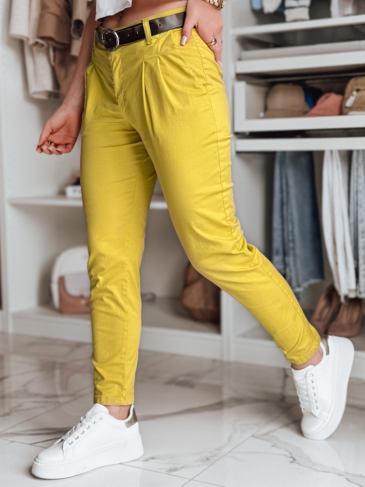 Spodnie damskie chinosy z paskiem MODELA musztardowe Dstreet