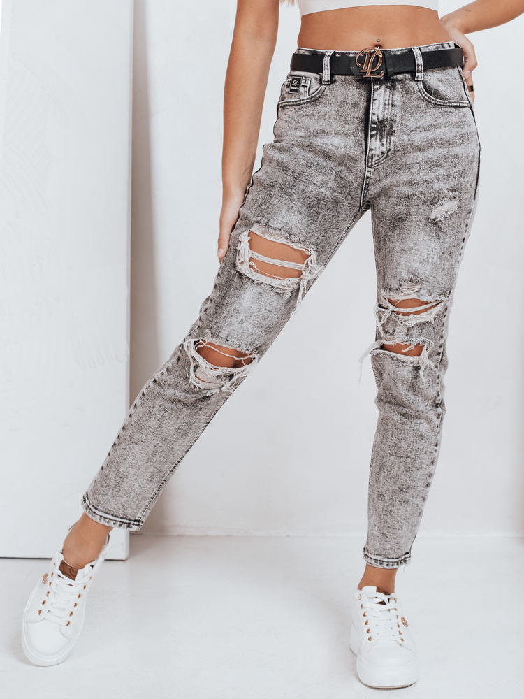 Blugi push-up pentru femei cu găuri, gri