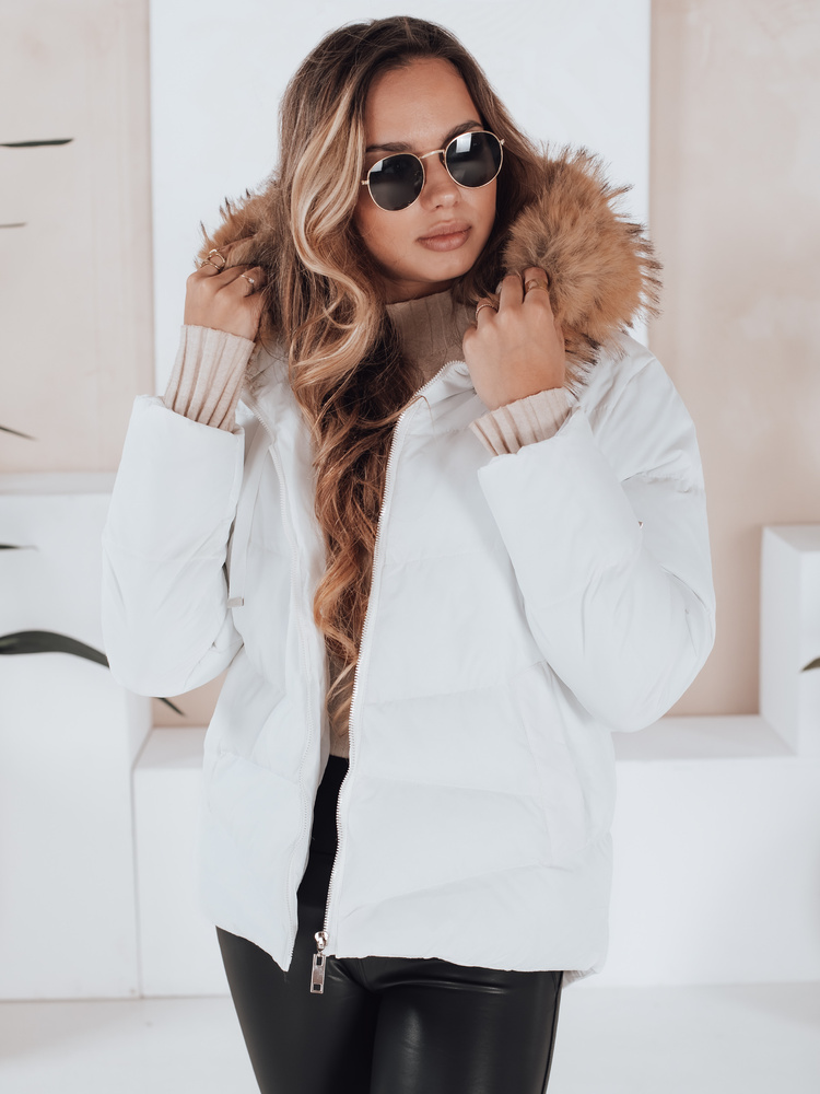 Jachetă matlasată de iarnă pentru femei, albă