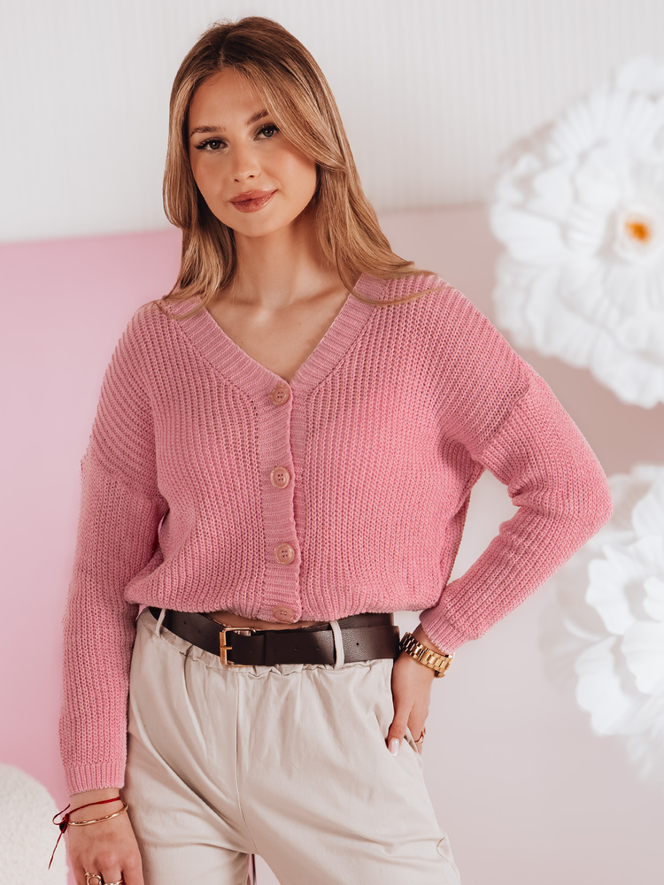 Swter damskie one size oversize prążkowany SWEETDREAM różowy Dstreet