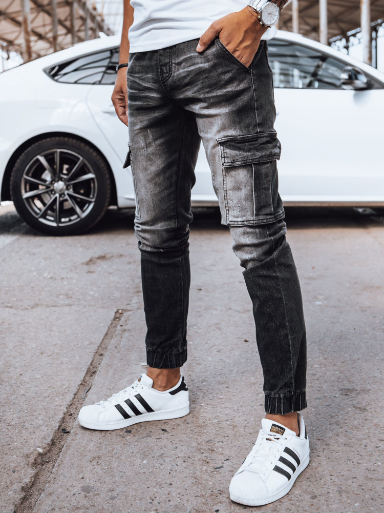 Spodnie męskie jeansowe joggery czarne Dstreet