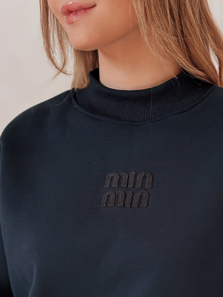 Bluza damska oversize z naszywką LOVASON granatowa Dstreet