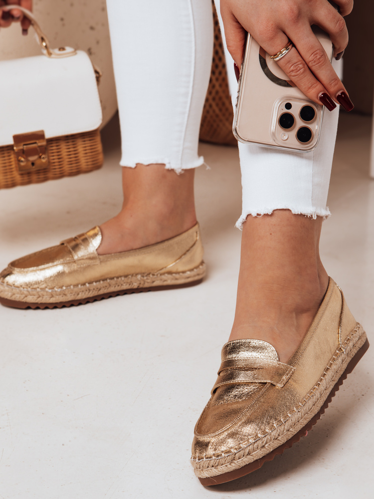 Mokasyny damskie JUDANA złote Dstreet