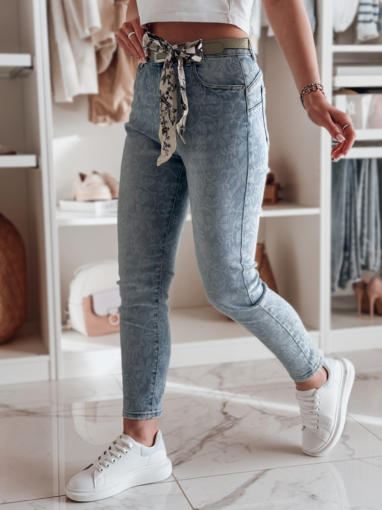 Spodnie damski jeansowe skinny z paskiem FLORENCIO niebieskie Dstreet