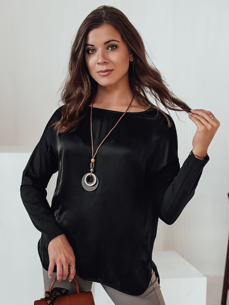 Bluză de damă din satin SILKINEA neagră