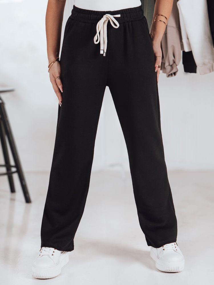Spodnie damskie dresowe wide leg LOOSIS czarne Dstreet