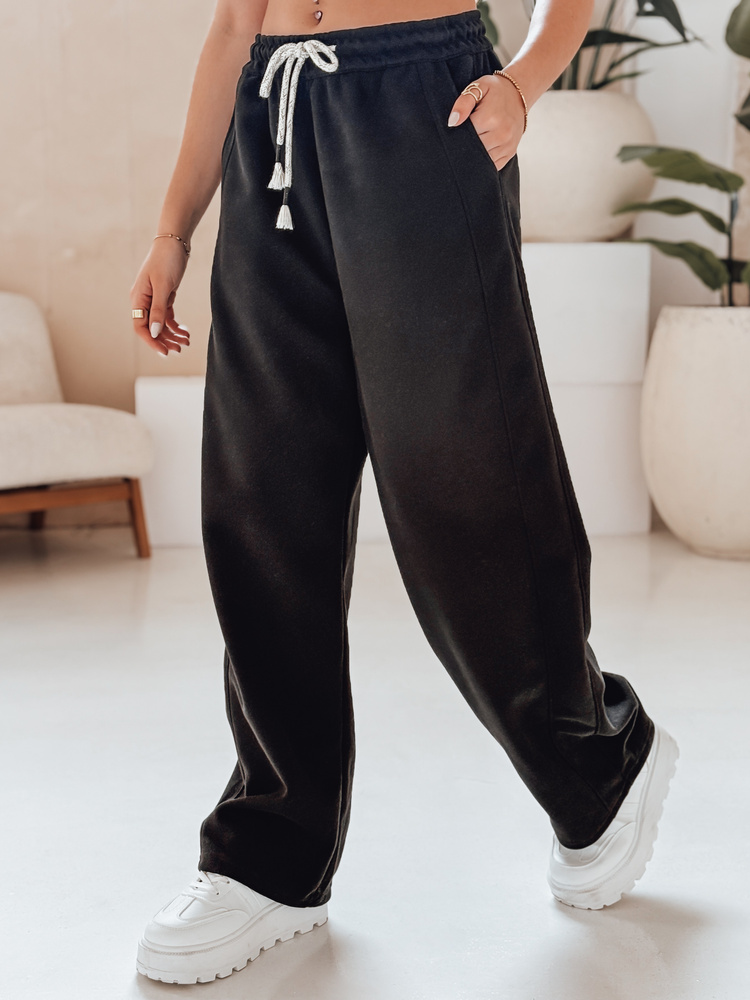 Spodnie damskie dresowe wide leg DRESMOOD PREMIUM czarne Dstreet